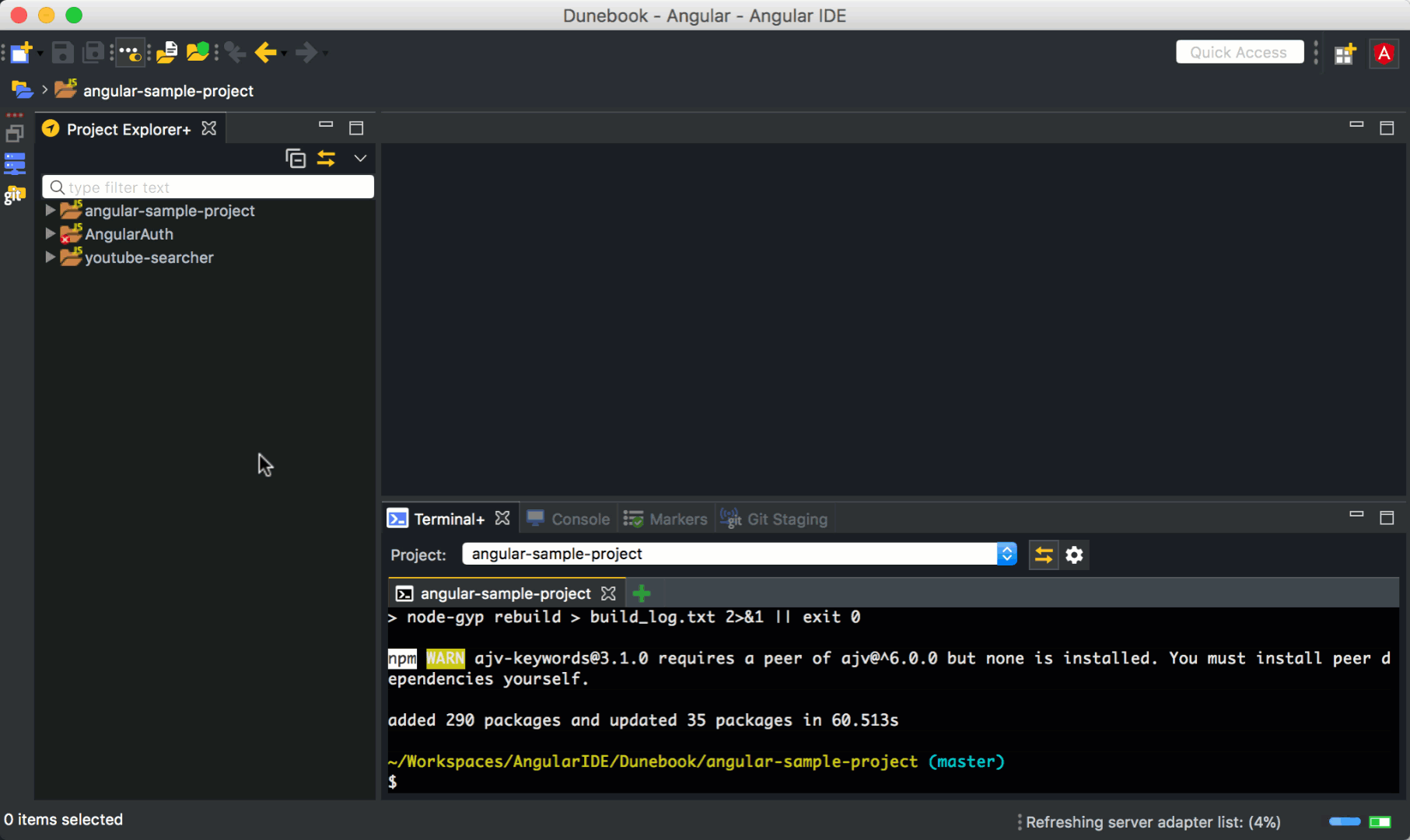 Run Angular project on Angular IDE