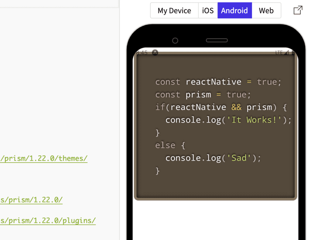 React Native PrismJS