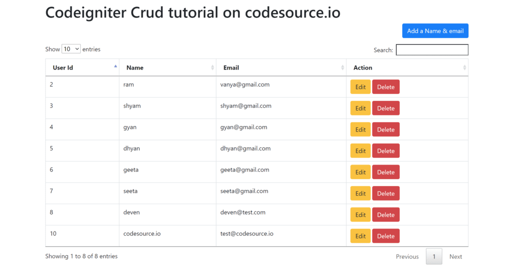 codeigniter crud