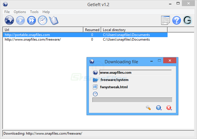 Getleft screenshot and download