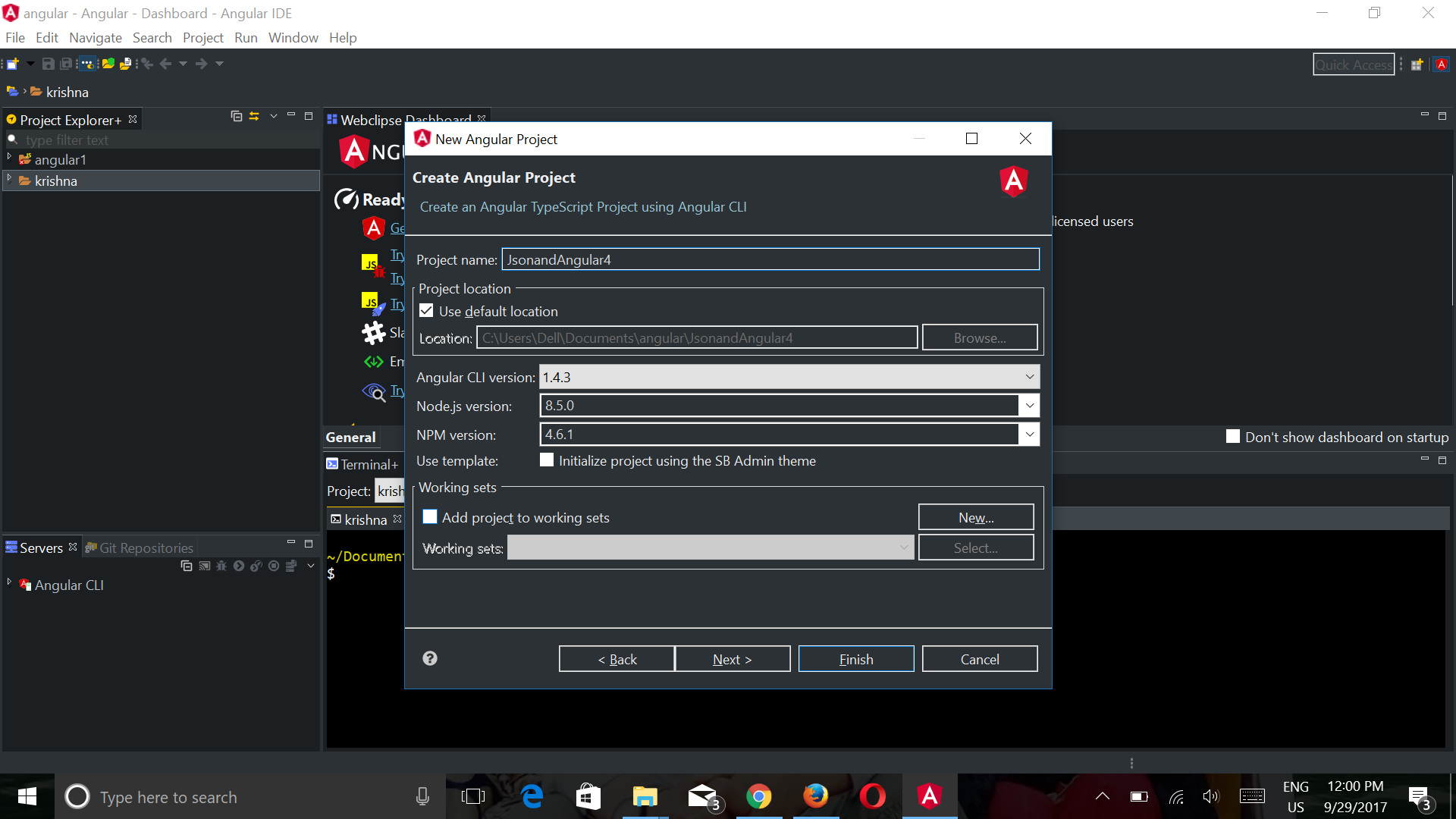 angular 4 project create