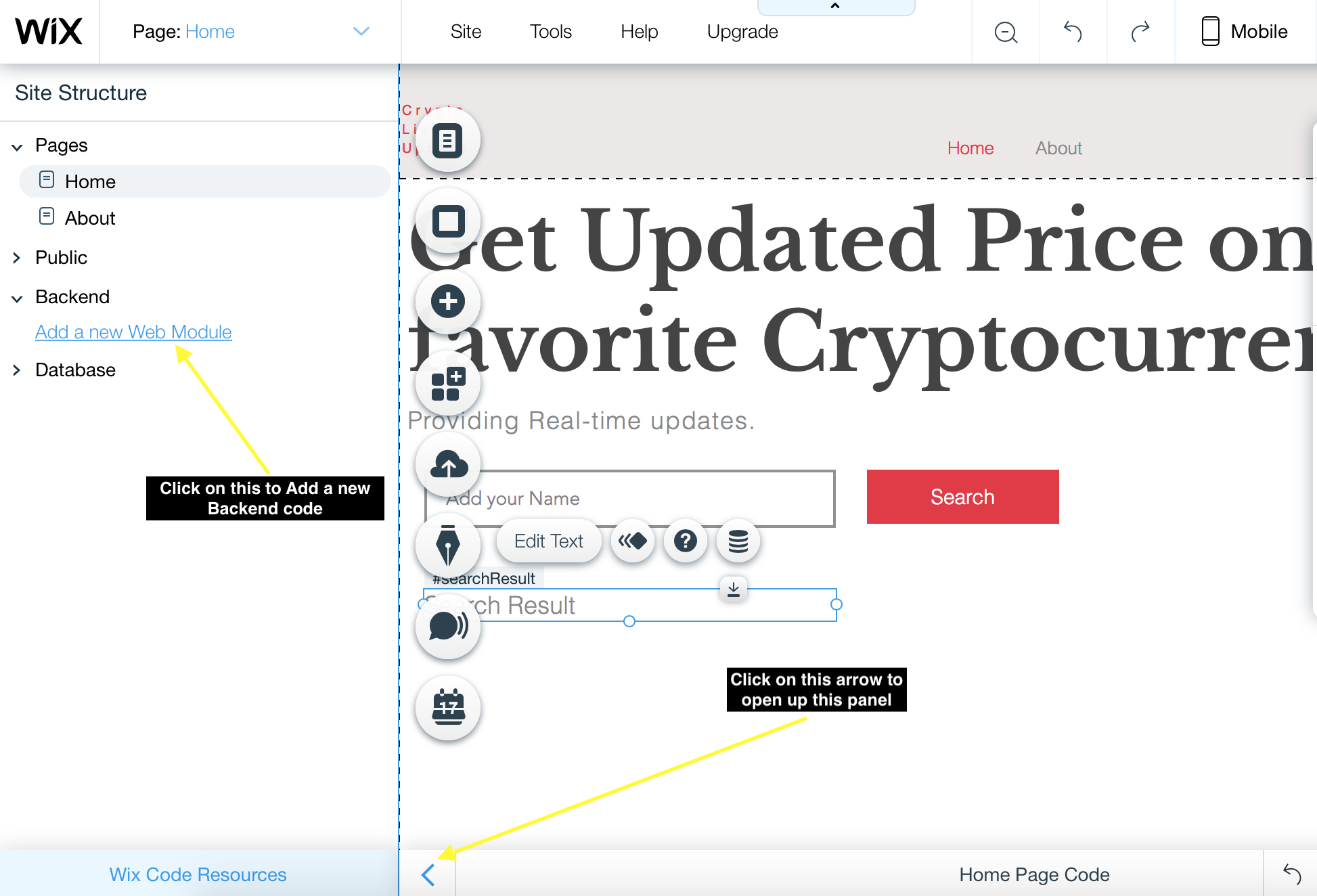 Adding Backend Code to a Wix Code Website