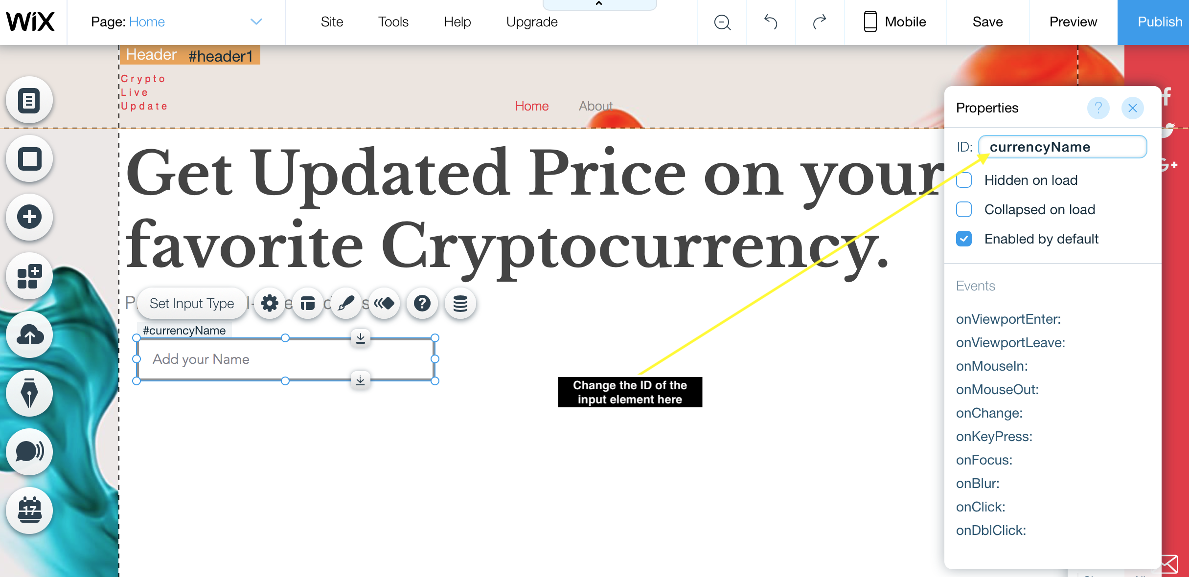 Changing the ID of an HTML element in Wix Code