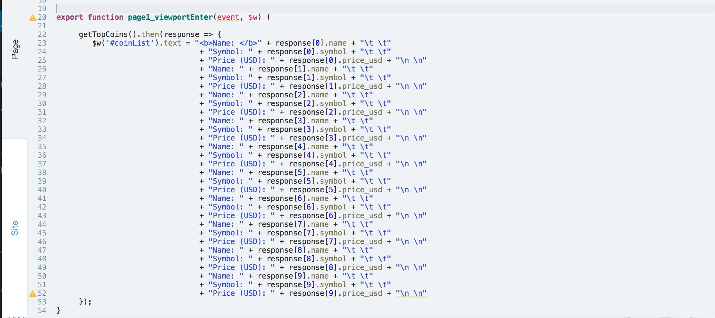 Adding a function that executes on page load in Wix Code