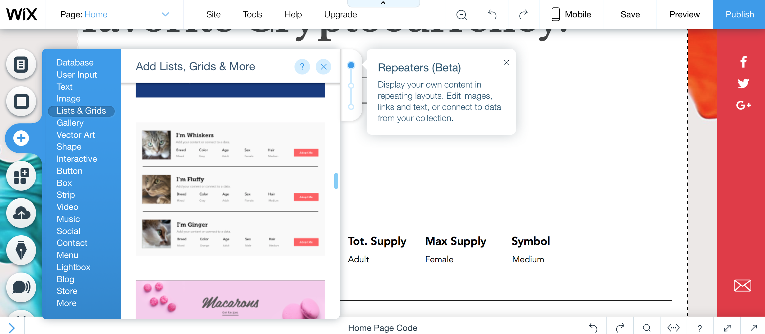 Adding and displaying data with Repeaters in Wix Code