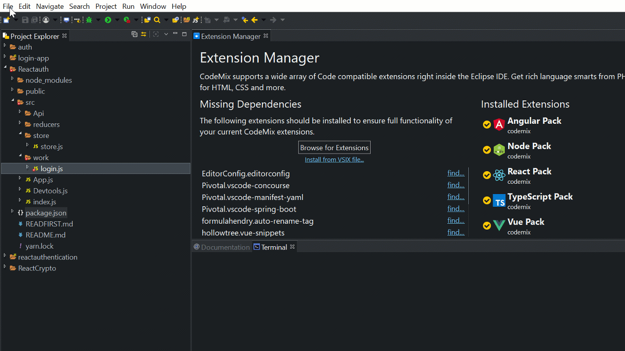 creating new project in codemix