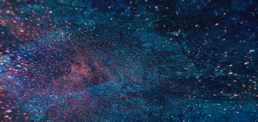 blue and red galaxy artwork