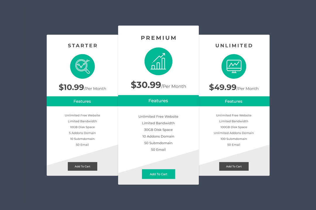 Free Pricing Table Template PSD
